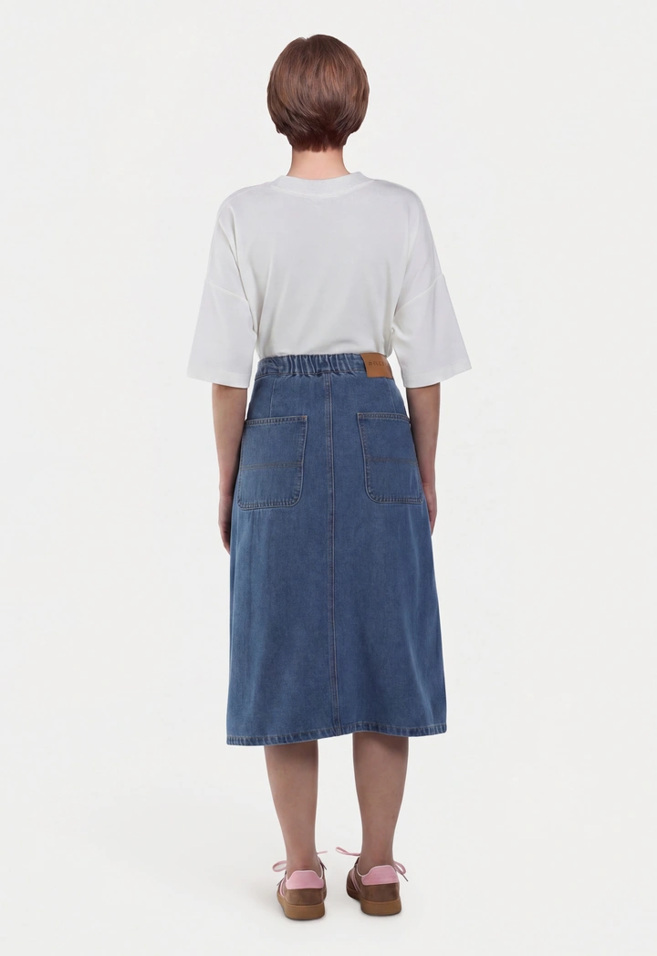 Multi Pockets Wrap Jeans Skirt
