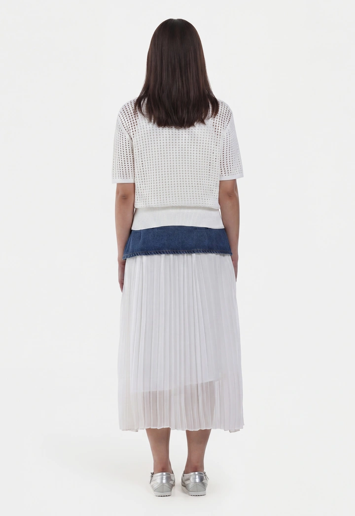 Cutwork Knitted Solid T-Shirt