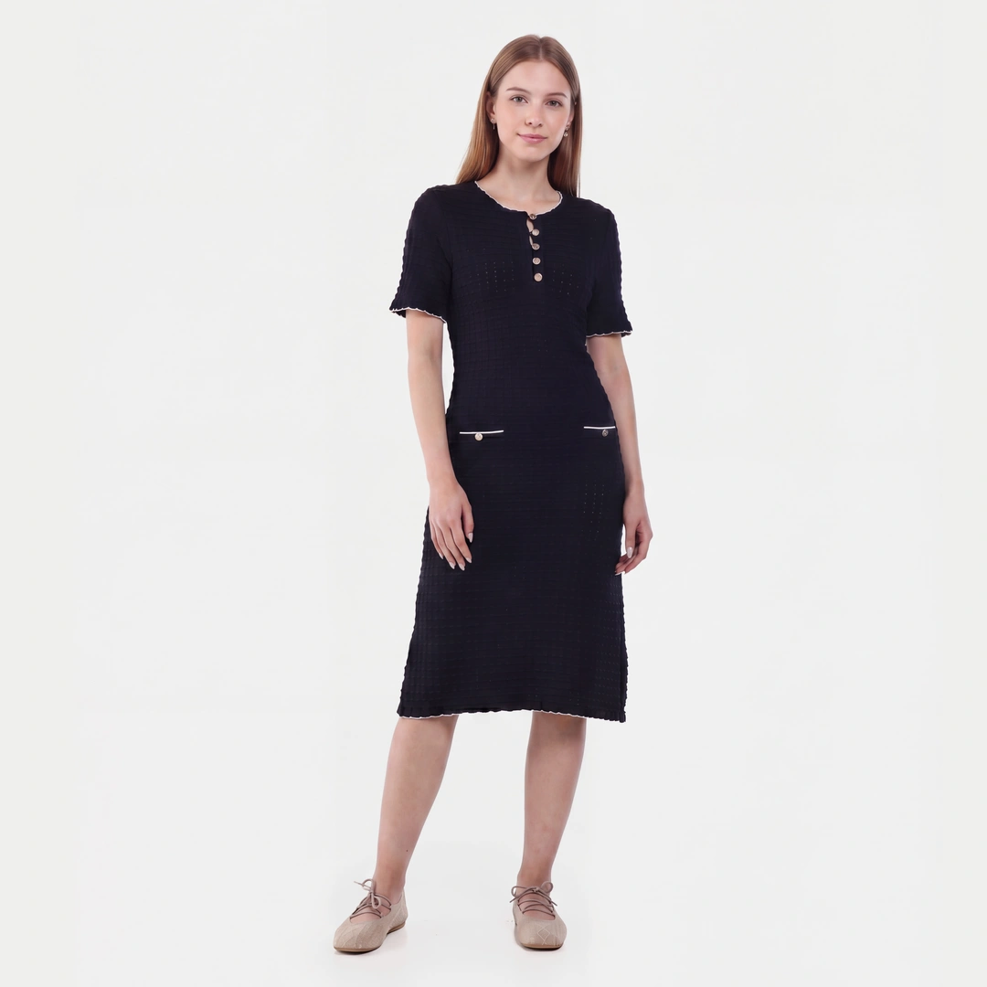Cutwork Ribbed Knitted Dress