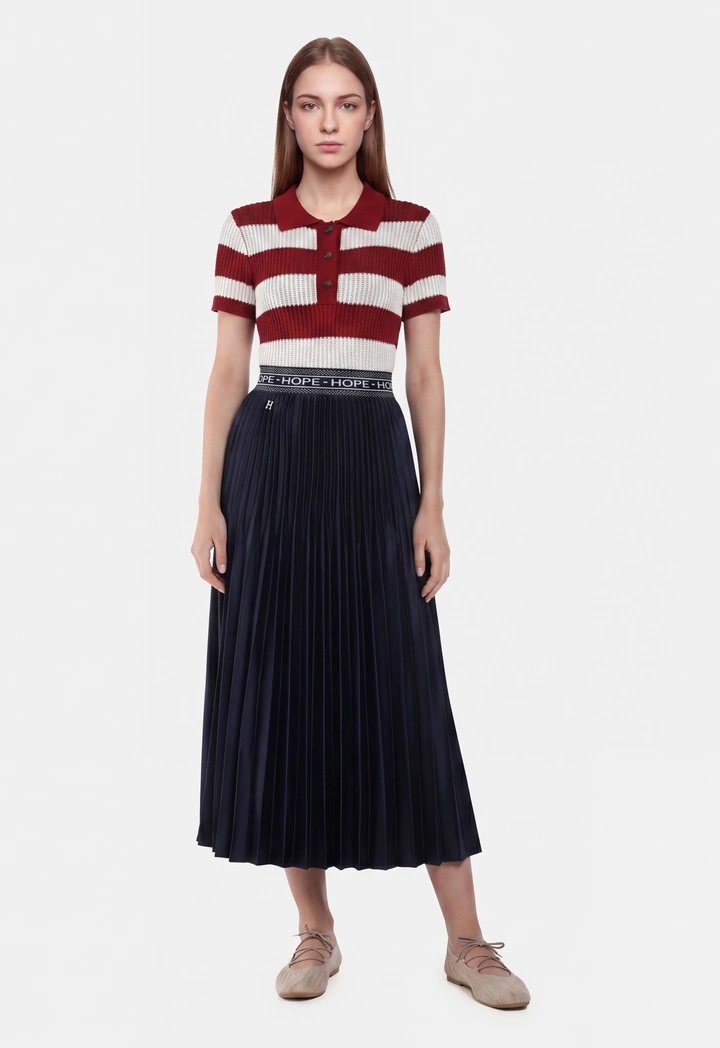 Cutwork Knitted Striped Top