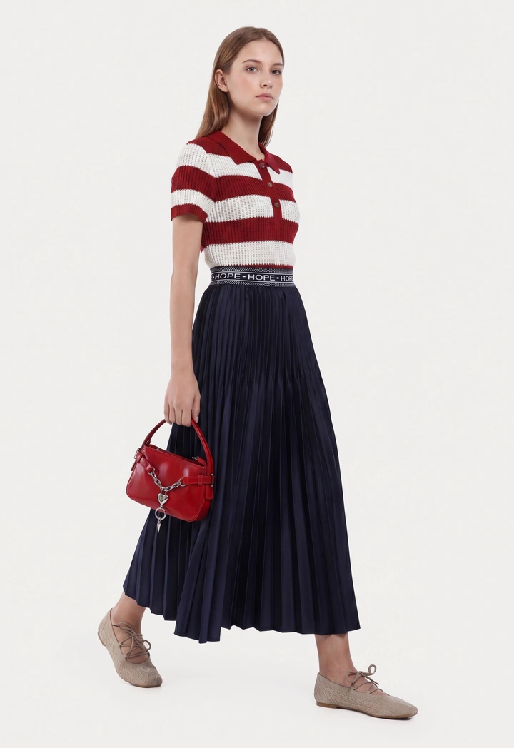 Cutwork Knitted Striped Top