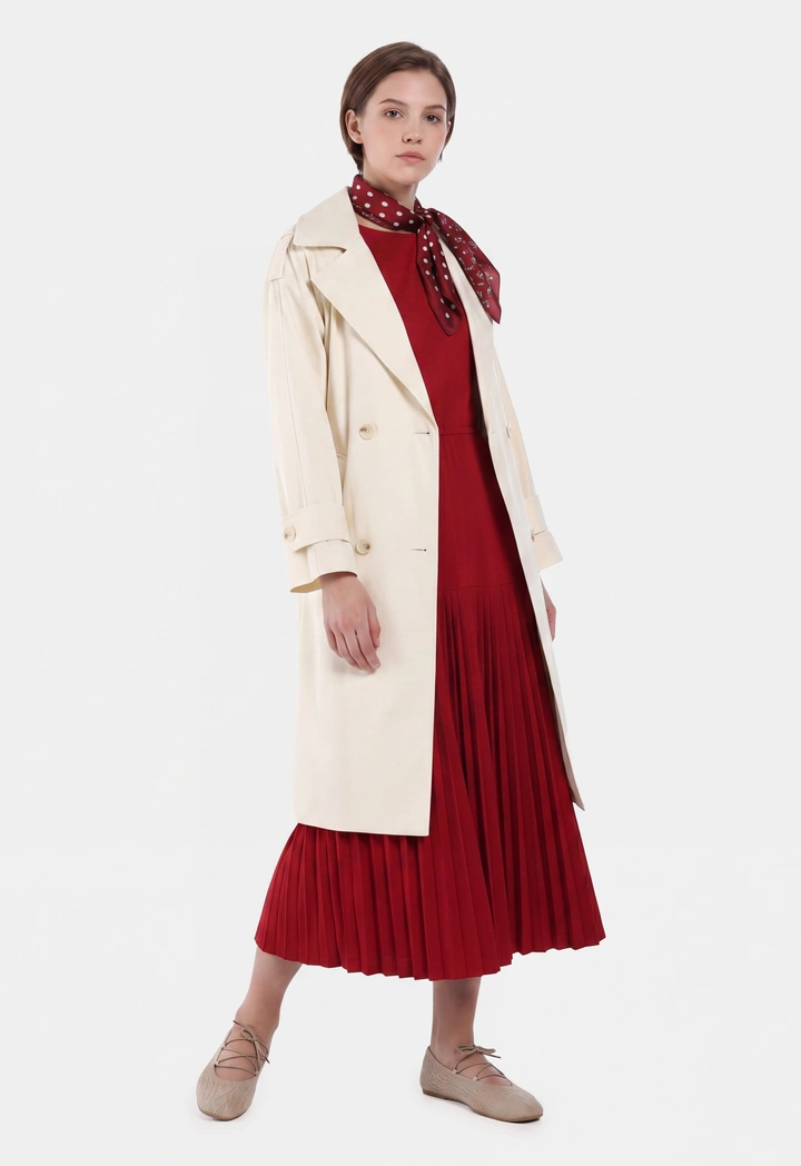 Double Breasted Trench Solid Coat