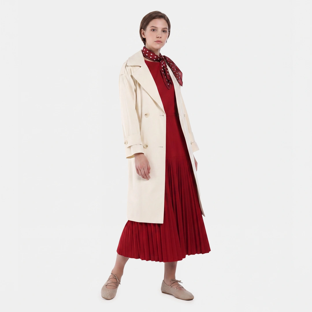 Double Breasted Trench Solid Coat