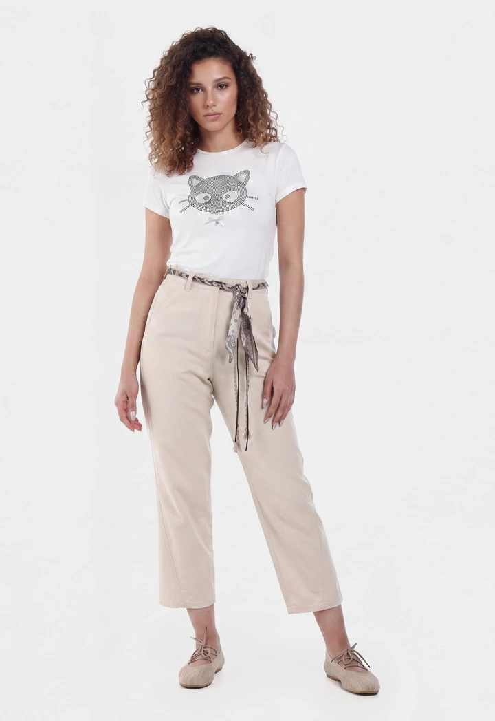 Belted Straight Leg Trousers