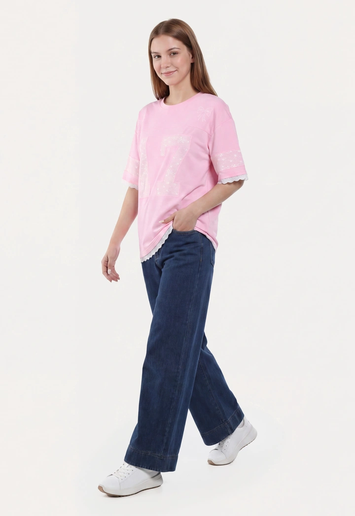 Lace Embellished Oversize Top
