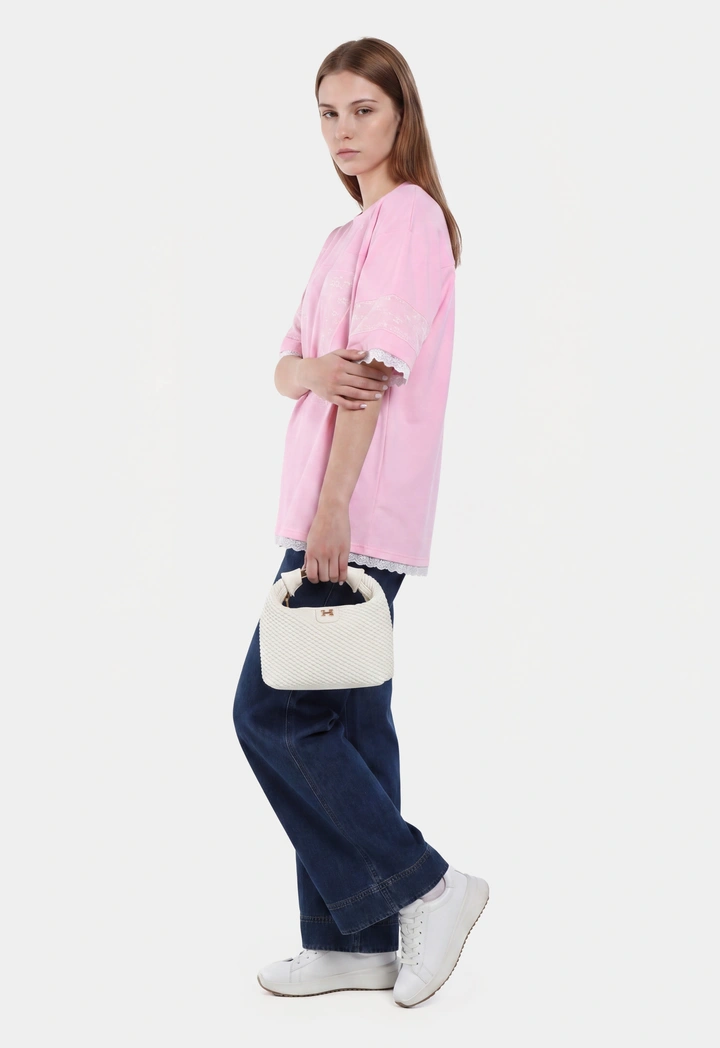 Lace Embellished Oversize Top