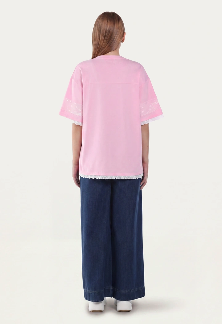 Lace Embellished Oversize Top
