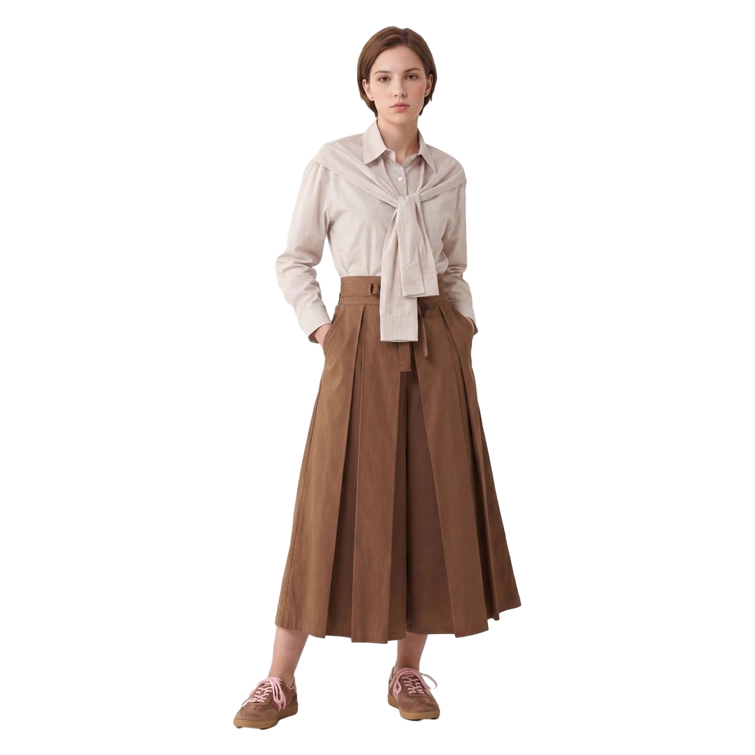 Pleated Solid Palazzo Trousers
