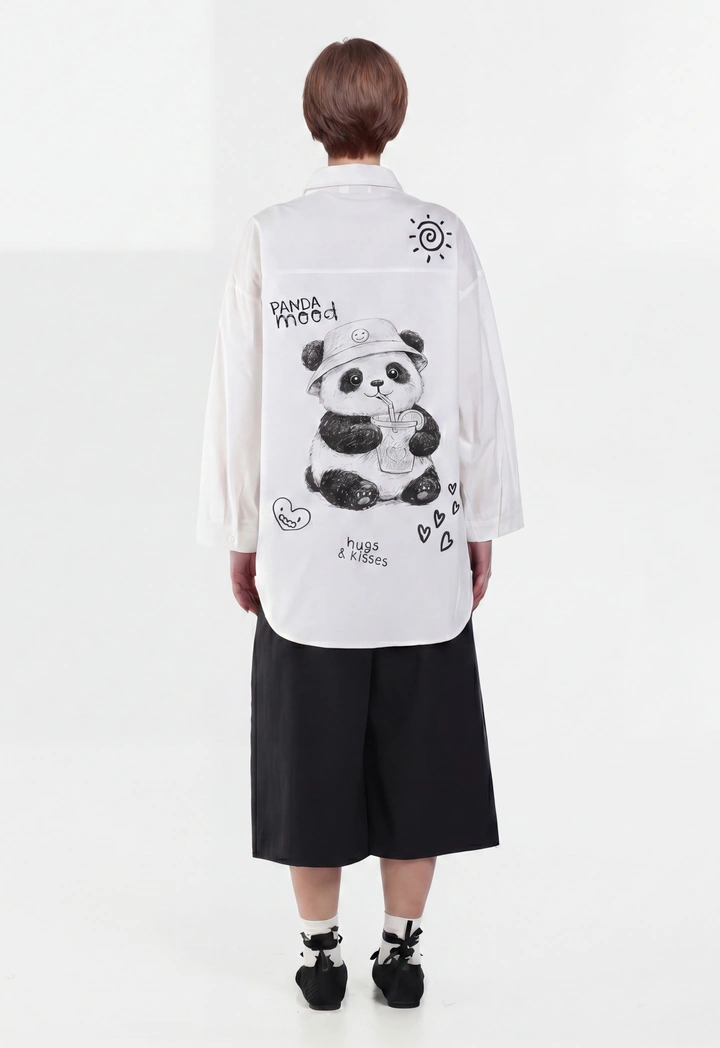 Oversize Panda Printed Shirt