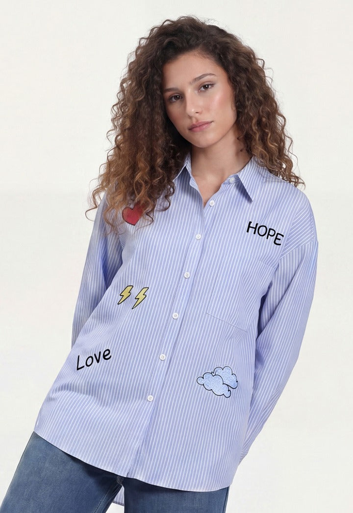 Oversize Printed Striped Shirt