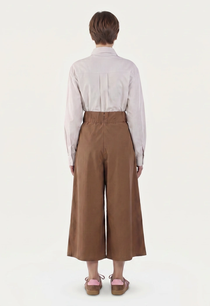 Pleated Solid Palazzo Trousers
