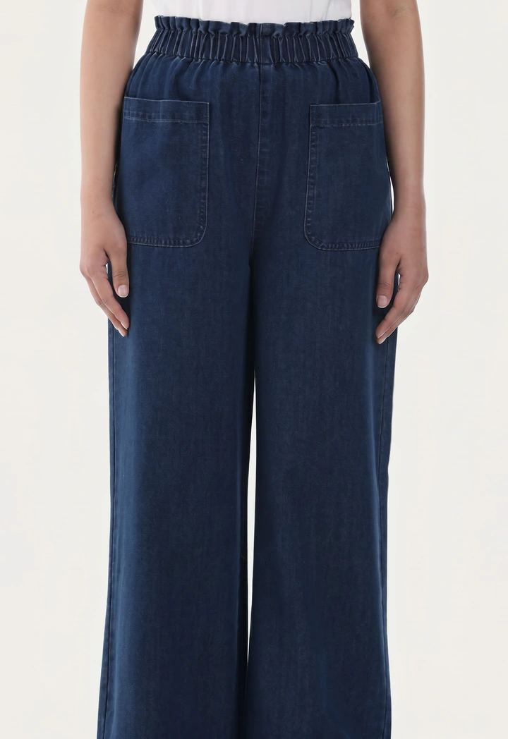 Ruffled High Waist Wide Leg Jeans