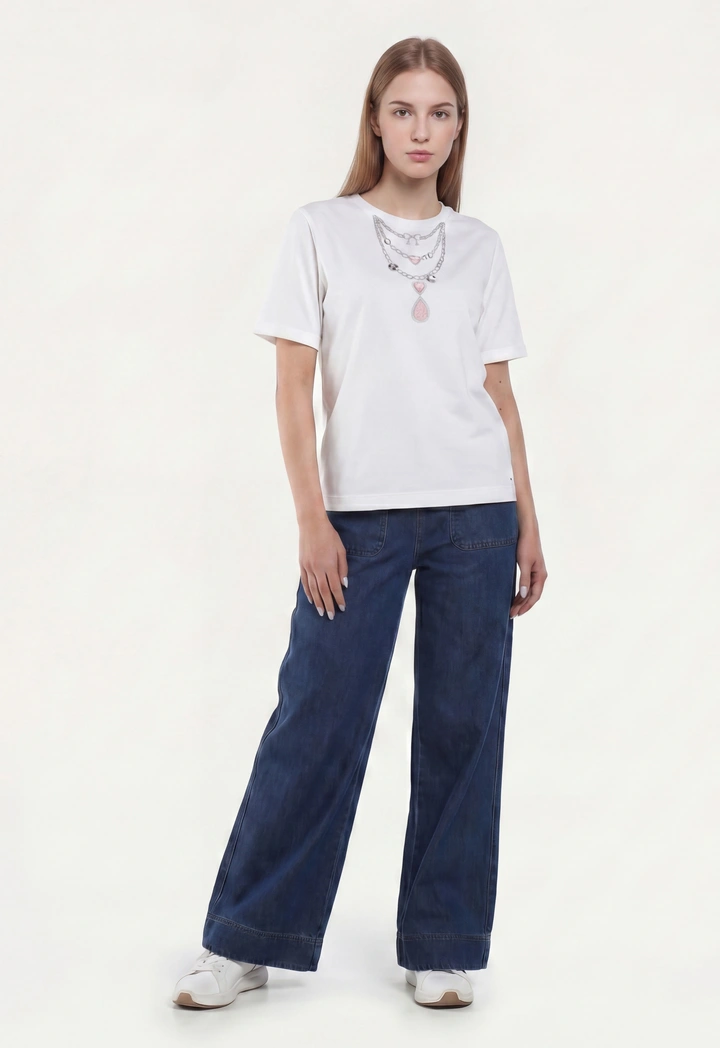 Charm Embellished Printed Top