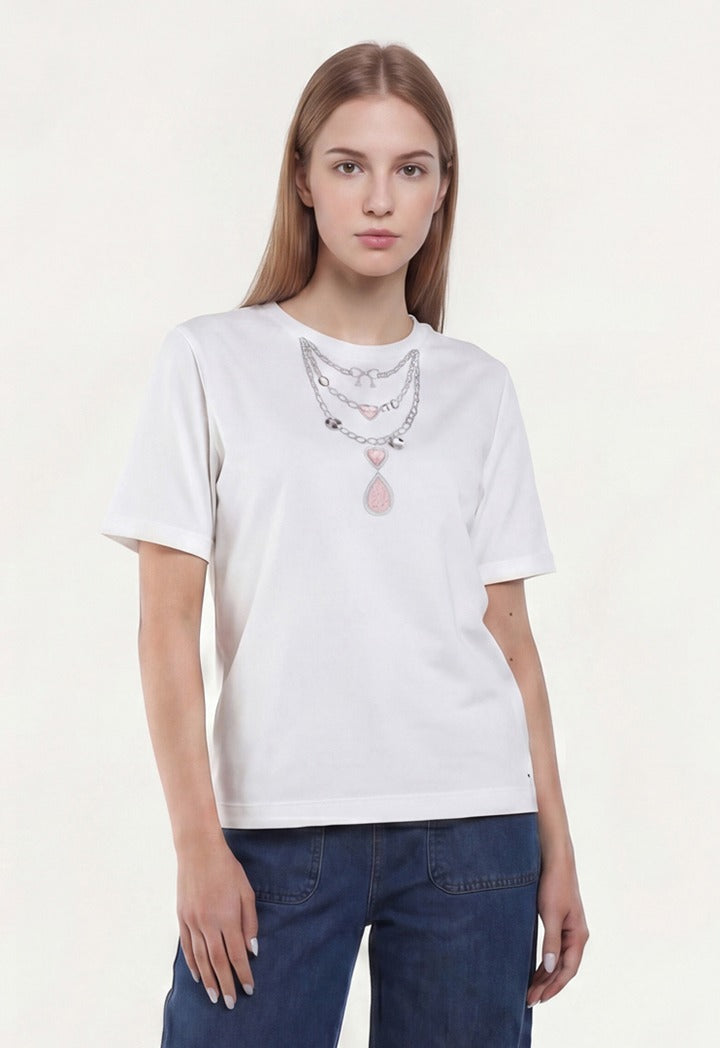 Charm Embellished Printed Top