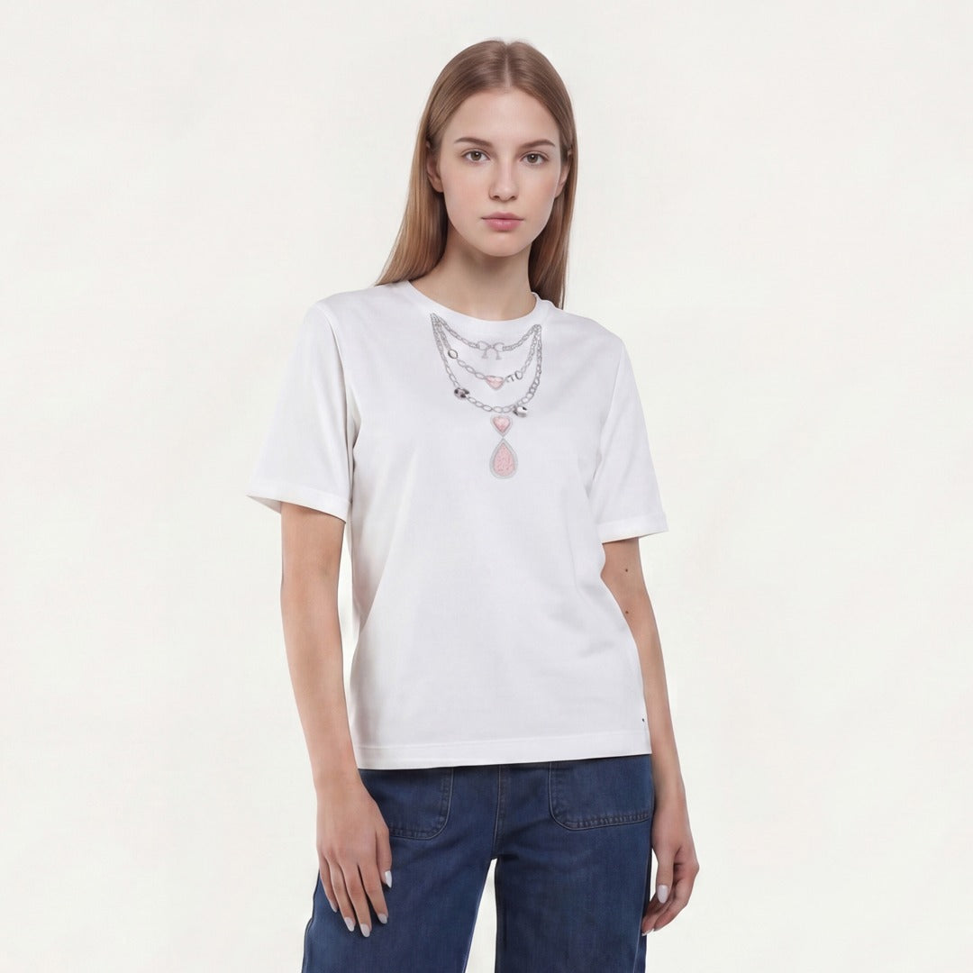 Charm Embellished Printed Top