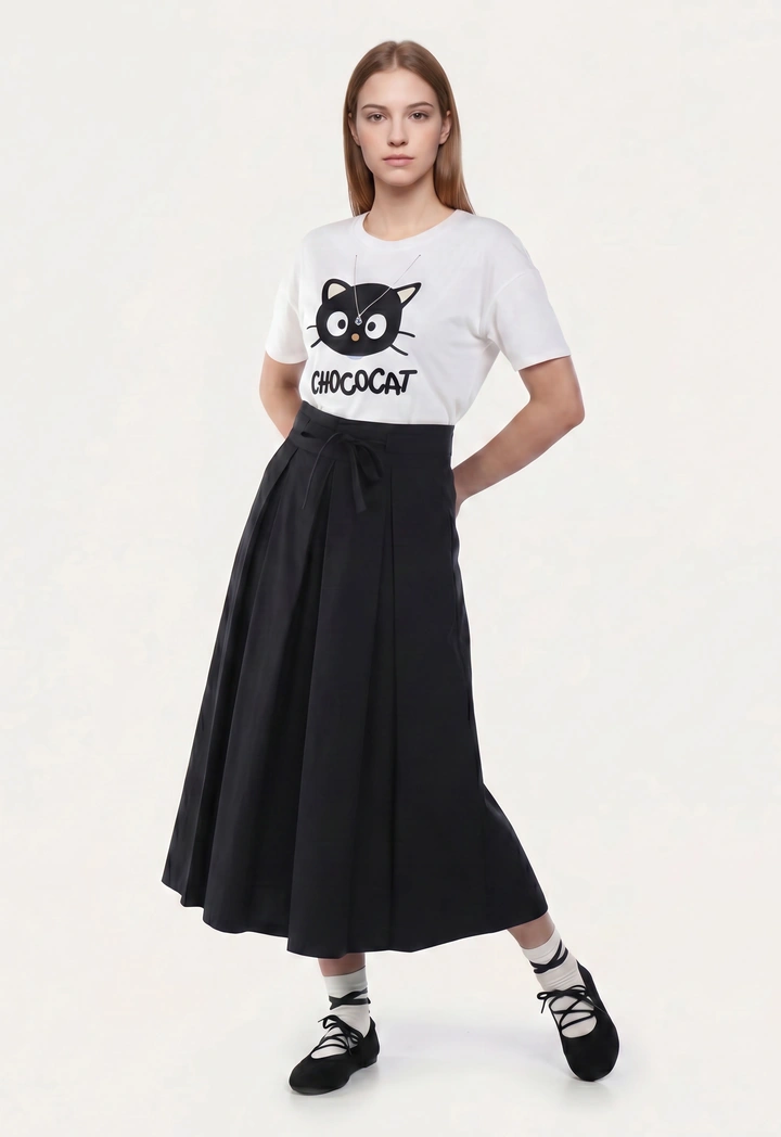 Pleated Solid Palazzo Trousers
