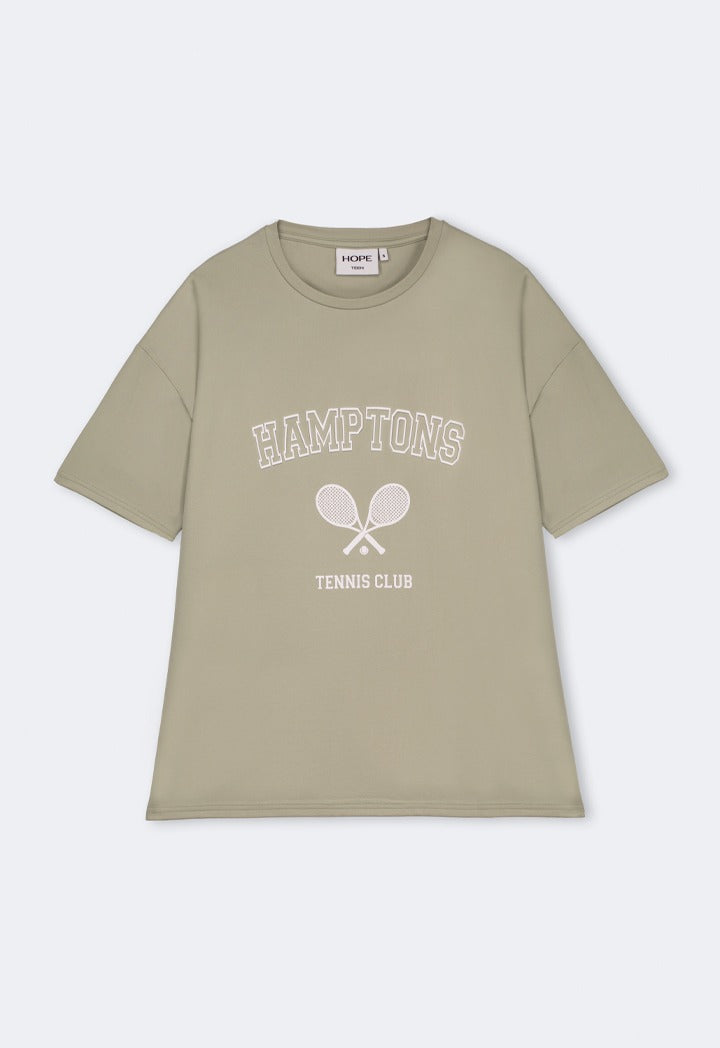 Hope Embossed Print T Shirt Khaki