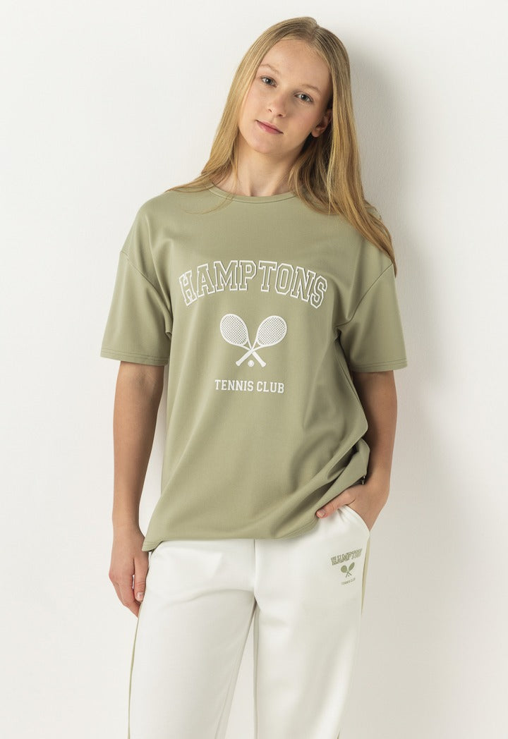 Hope Embossed Print T Shirt Khaki