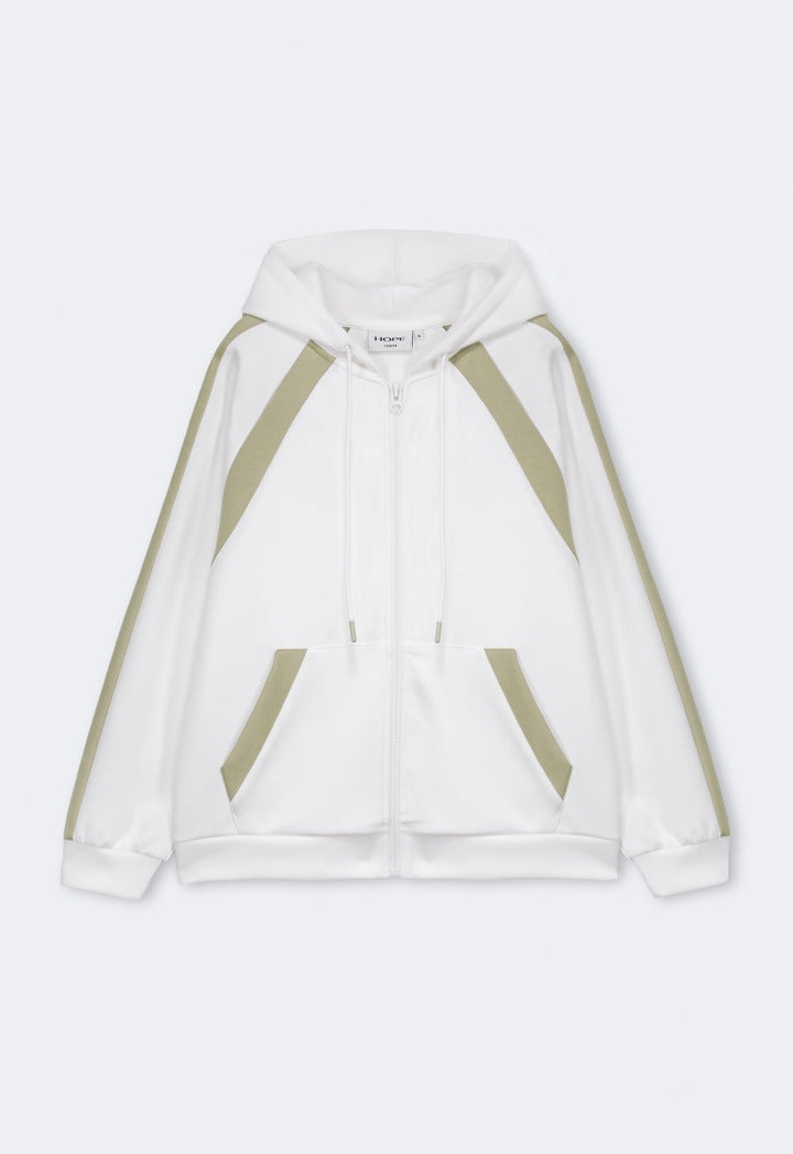 Hope Contrast Zipped Jacket Off White