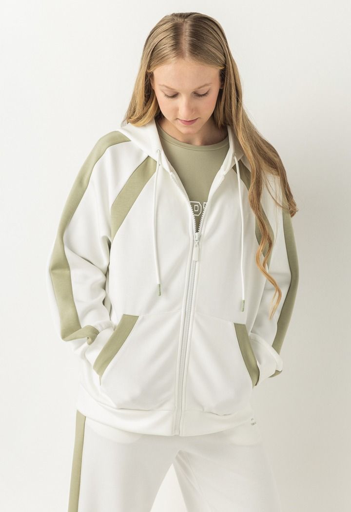 Hope Contrast Zipped Jacket Off White