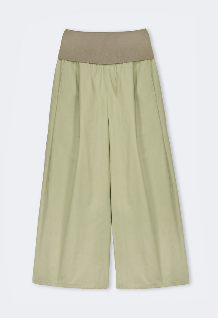 Hope Knitted Waist Palazzo Trousers Khaki
