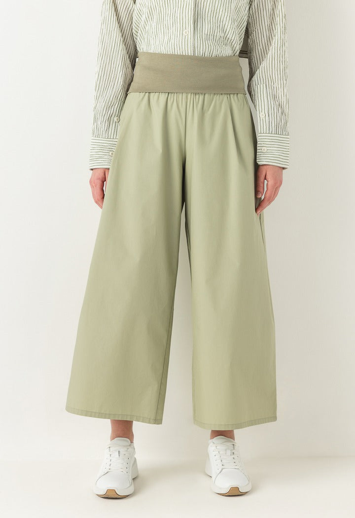 Hope Knitted Waist Palazzo Trousers Khaki