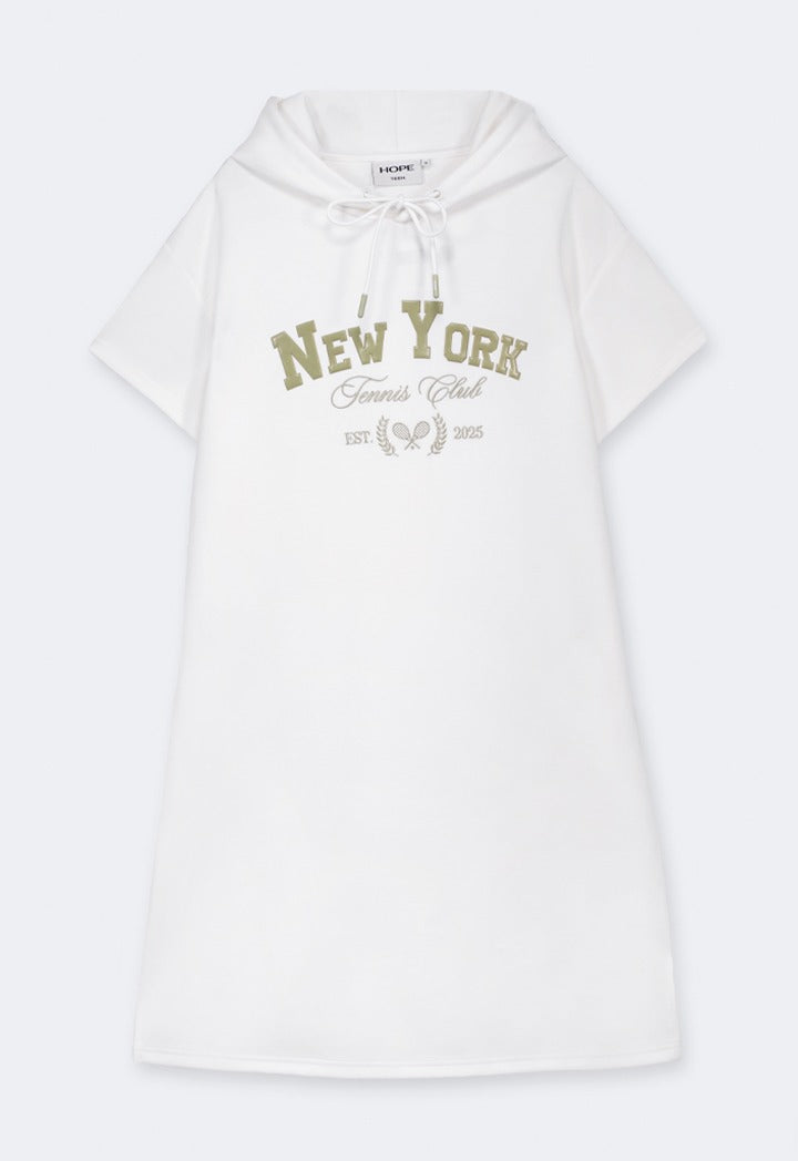 Hope Short Sleeved Hoodie Dress Off White