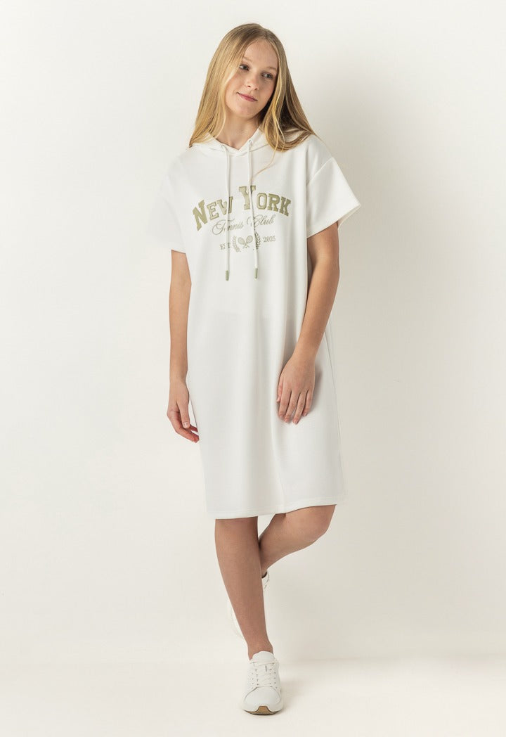 Hope Short Sleeved Hoodie Dress Off White