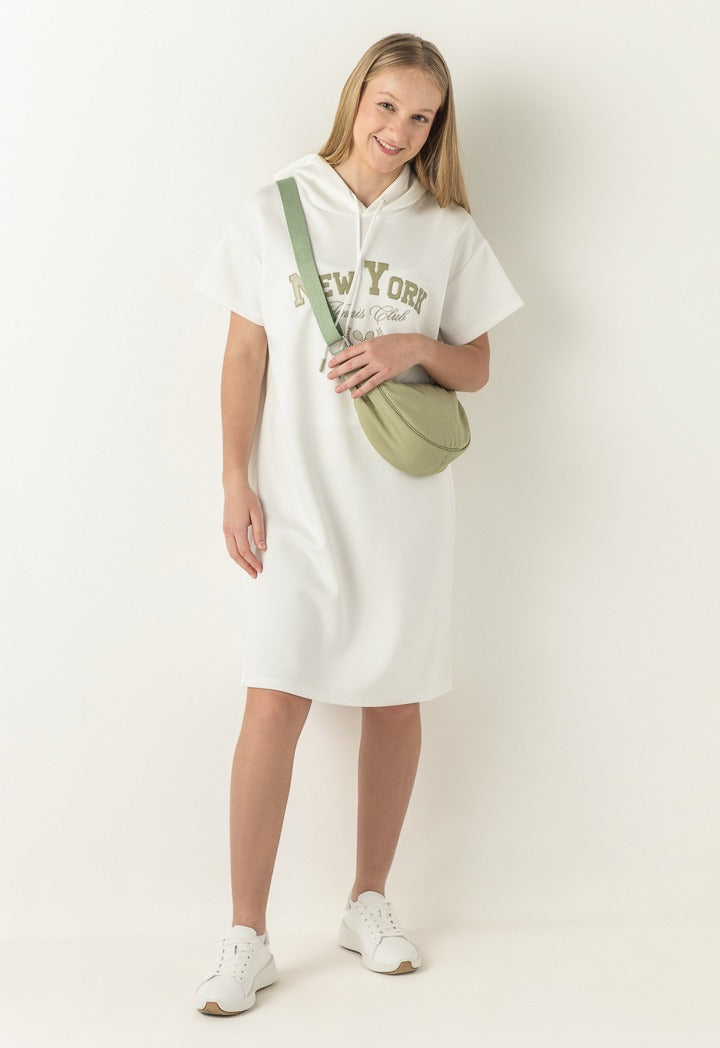 Hope Short Sleeved Hoodie Dress Off White