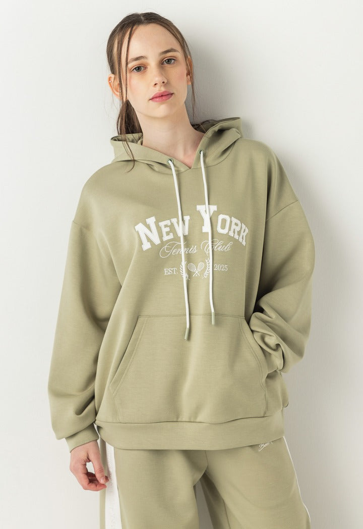 Hope Embroidered Knitted Hoodie Khaki