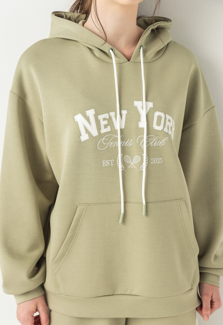 Hope Embroidered Knitted Hoodie Khaki