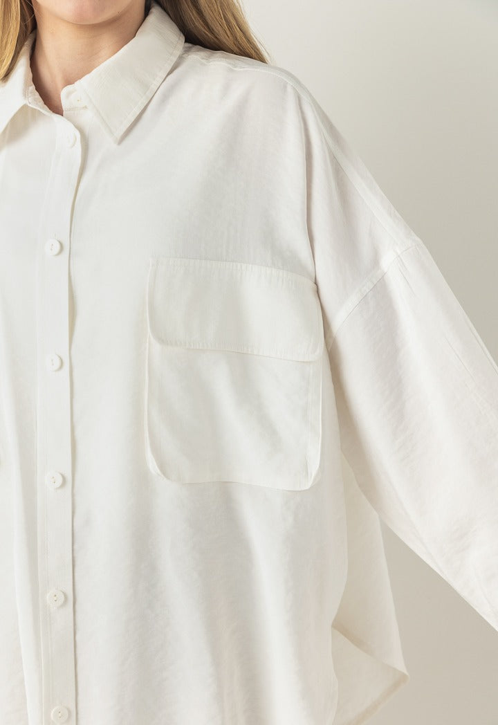 Hope Front Pockets Solid Shirt Off White