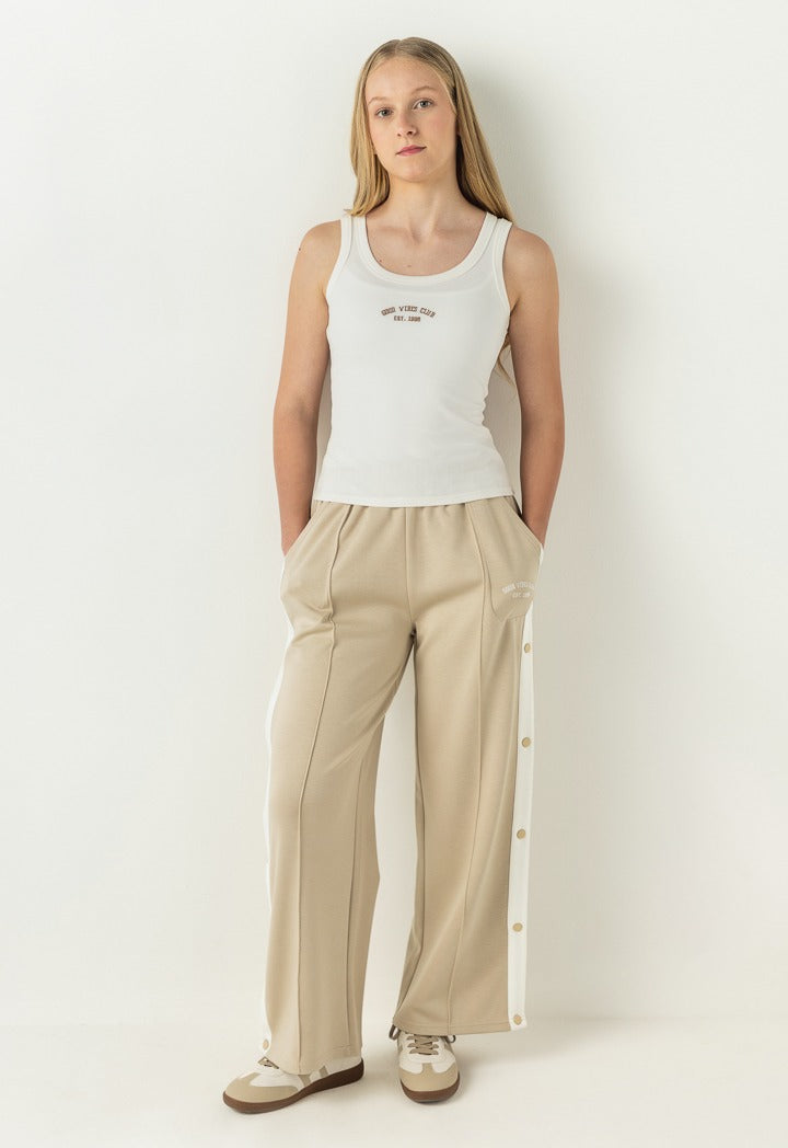 Hope Ribbed Embroidered Tank Top Off White