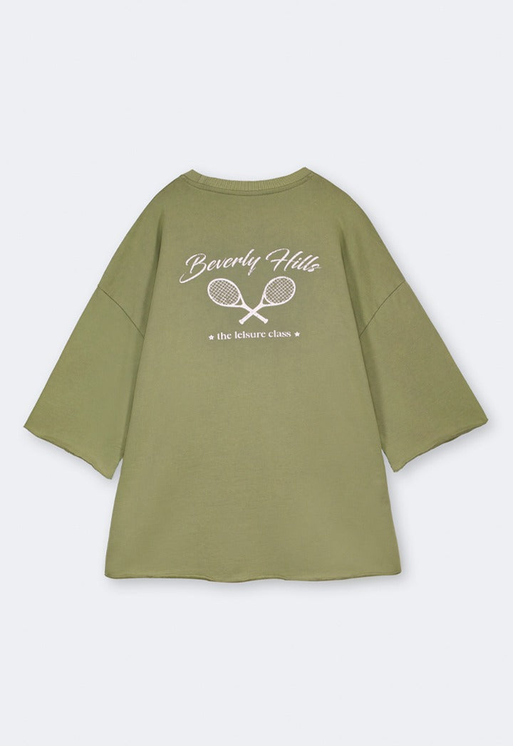 Hope Oversize Printed T Shirt Khaki