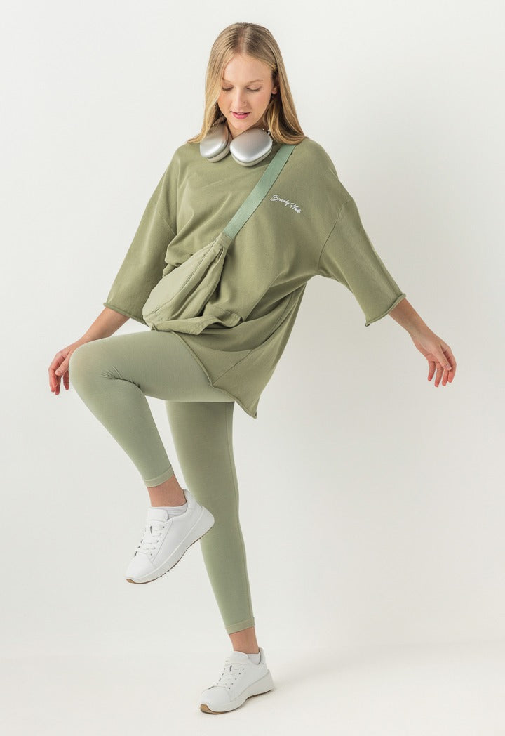 Hope Solid Knitted Leggings Khaki