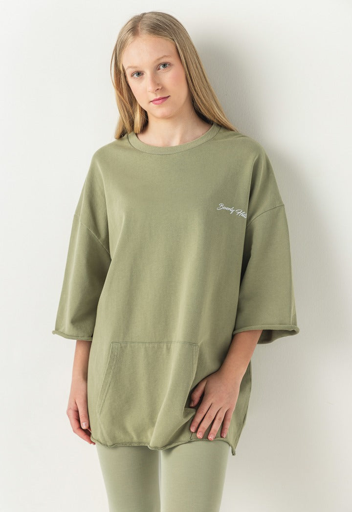 Hope Oversize Printed T Shirt Khaki