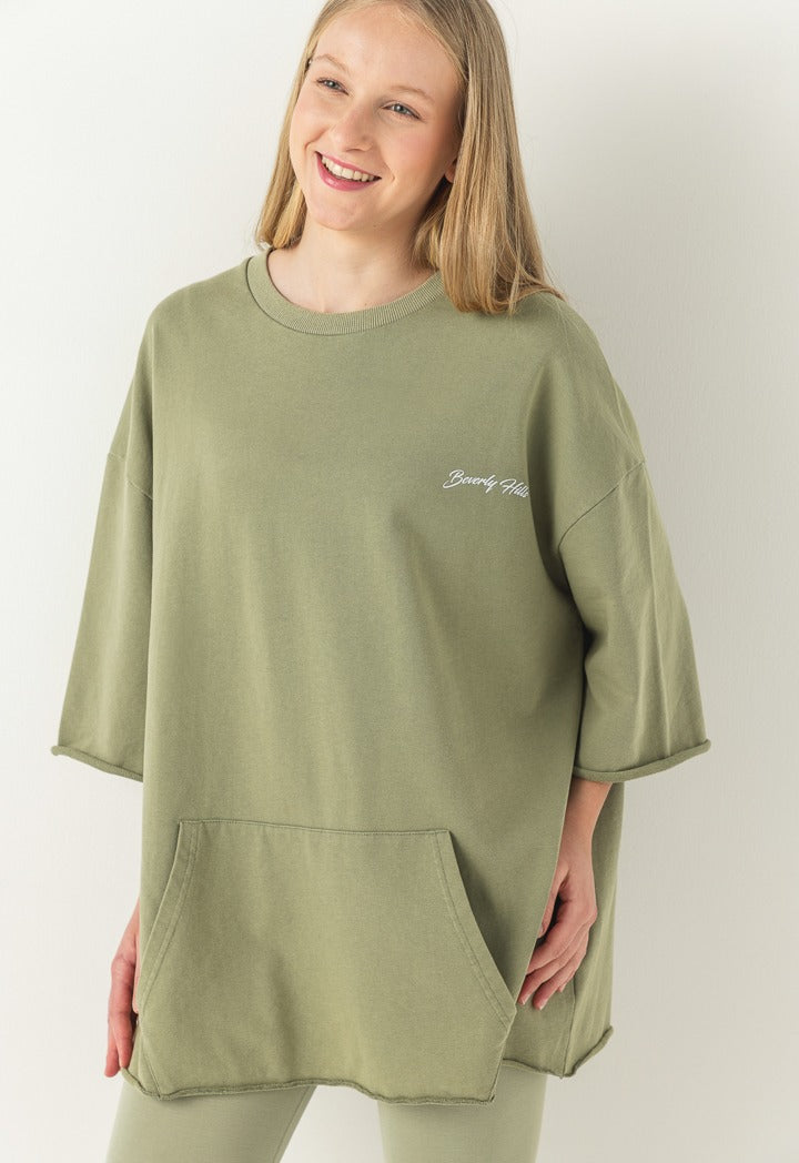 Hope Oversize Printed T Shirt Khaki