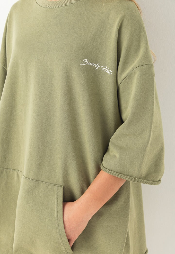 Hope Oversize Printed T Shirt Khaki