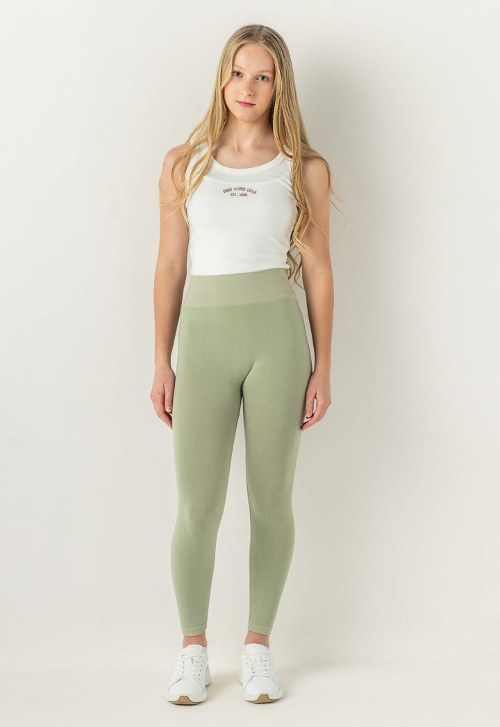 Hope Solid Knitted Leggings Khaki