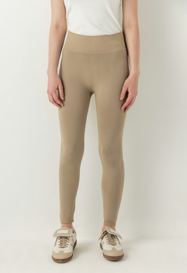 Hope Solid Knitted Leggings Light Brown