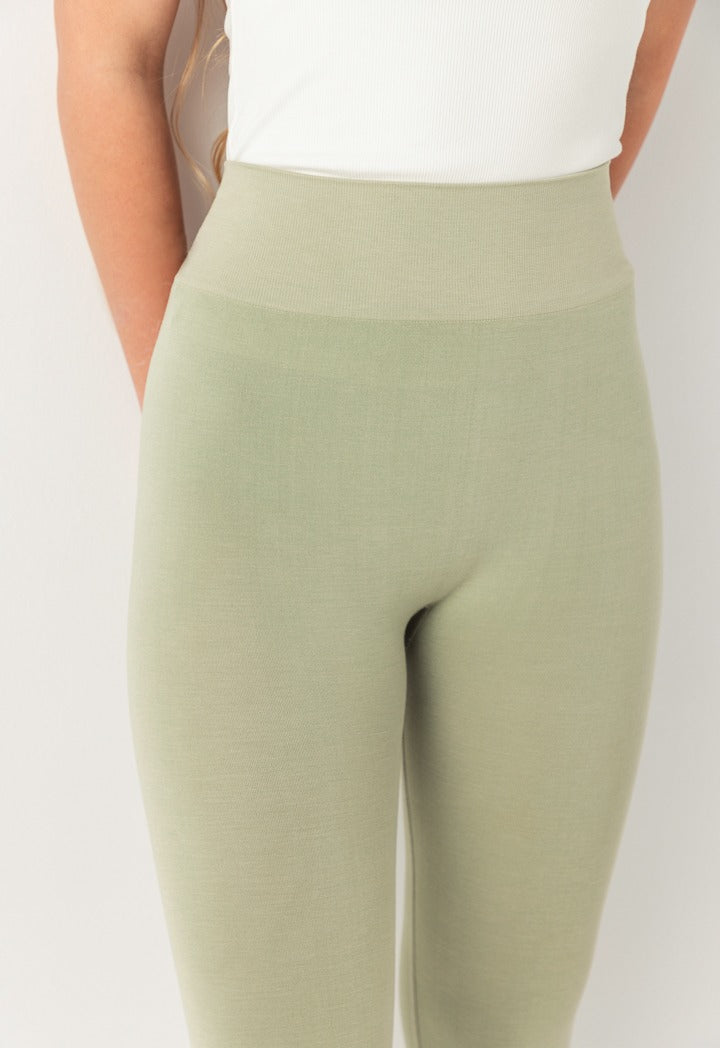Hope Solid Knitted Leggings Khaki