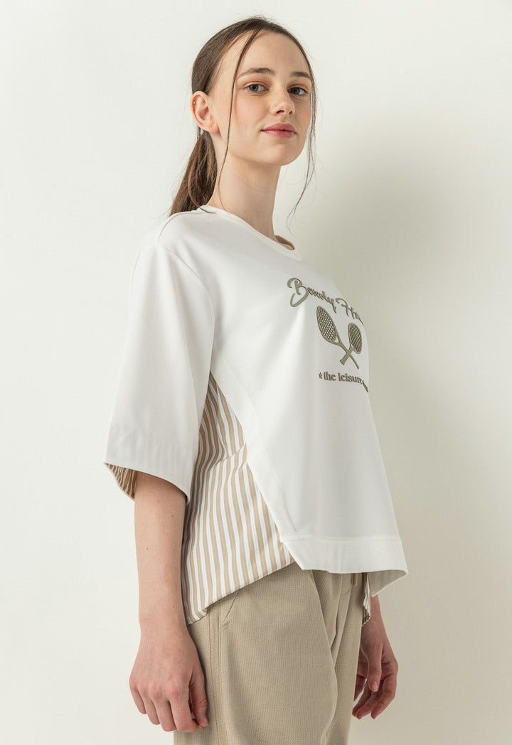 Hope Striped Sides T Shirt Off White