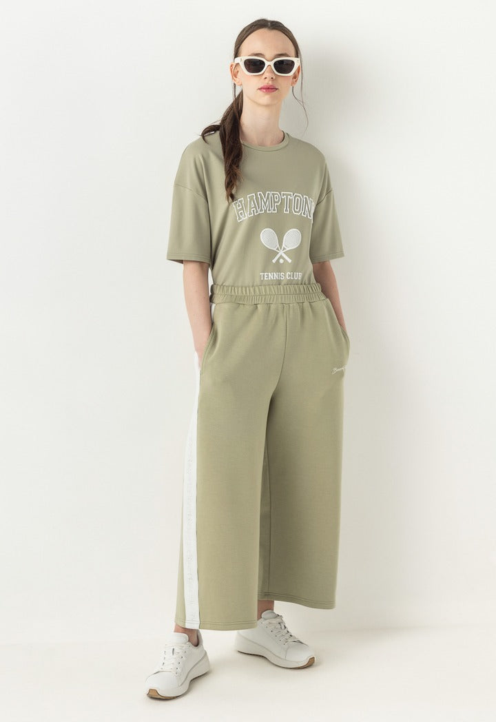 Hope Solid Wide Leg Sweatpants Khaki
