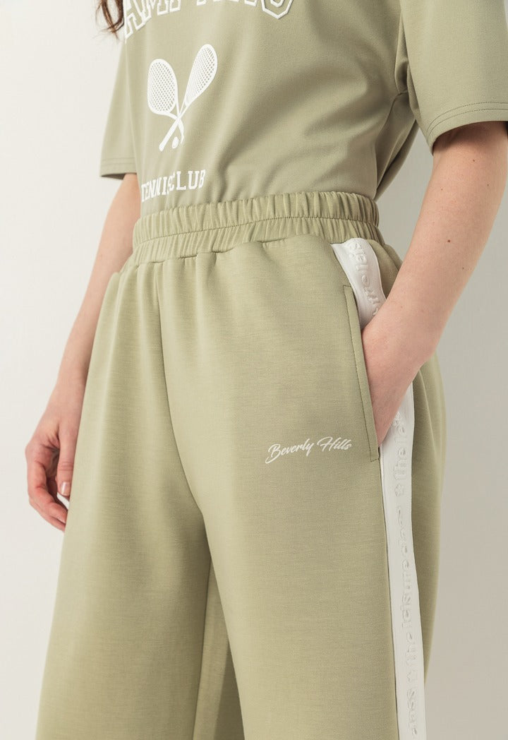 Hope Solid Wide Leg Sweatpants Khaki
