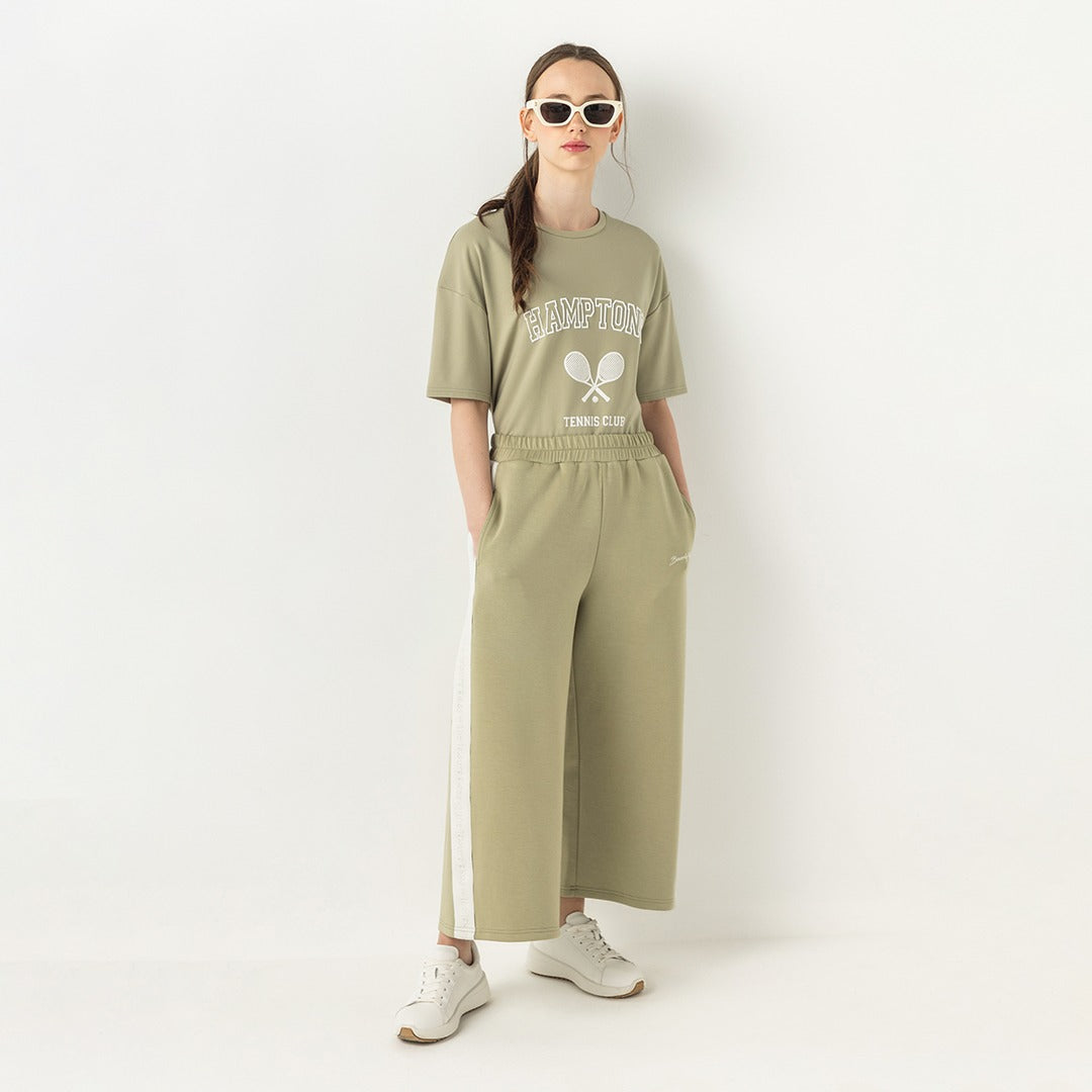 Hope Solid Wide Leg Sweatpants Khaki