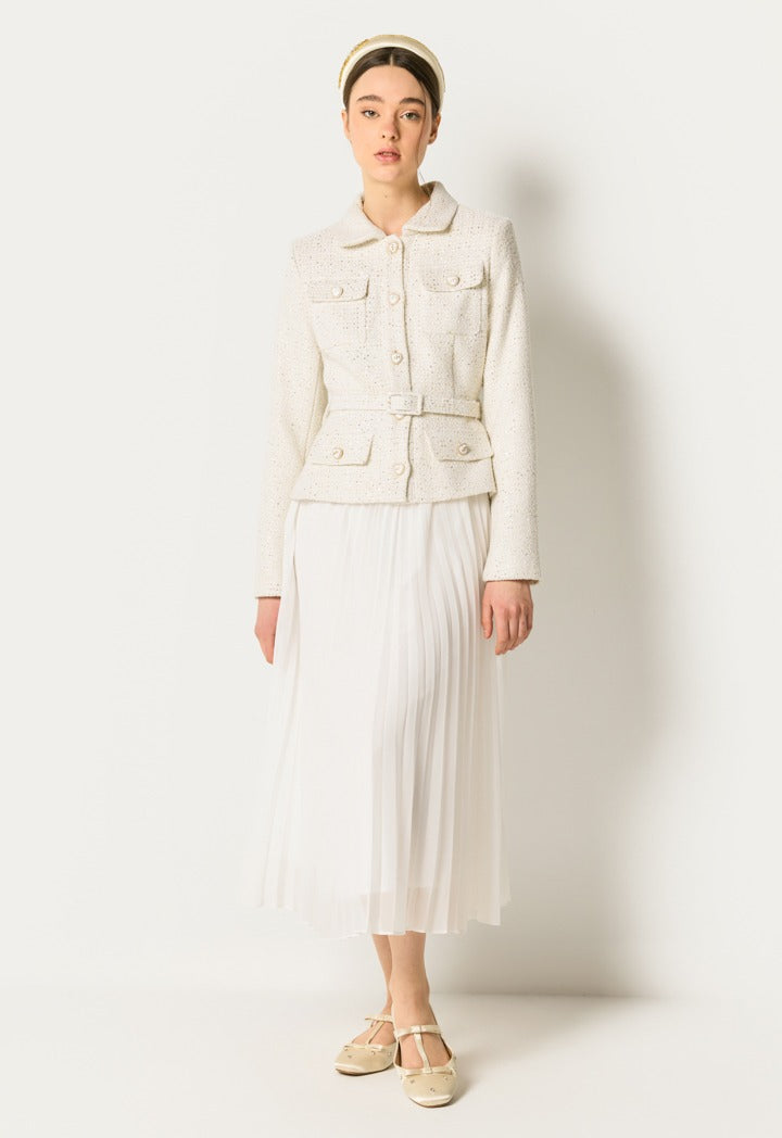 Tweed Blazer Maxi Dress Off White