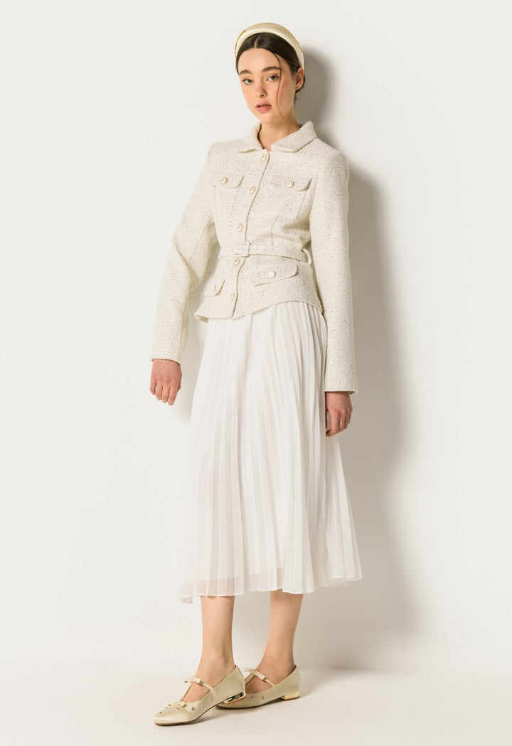 Tweed Blazer Maxi Dress Off White