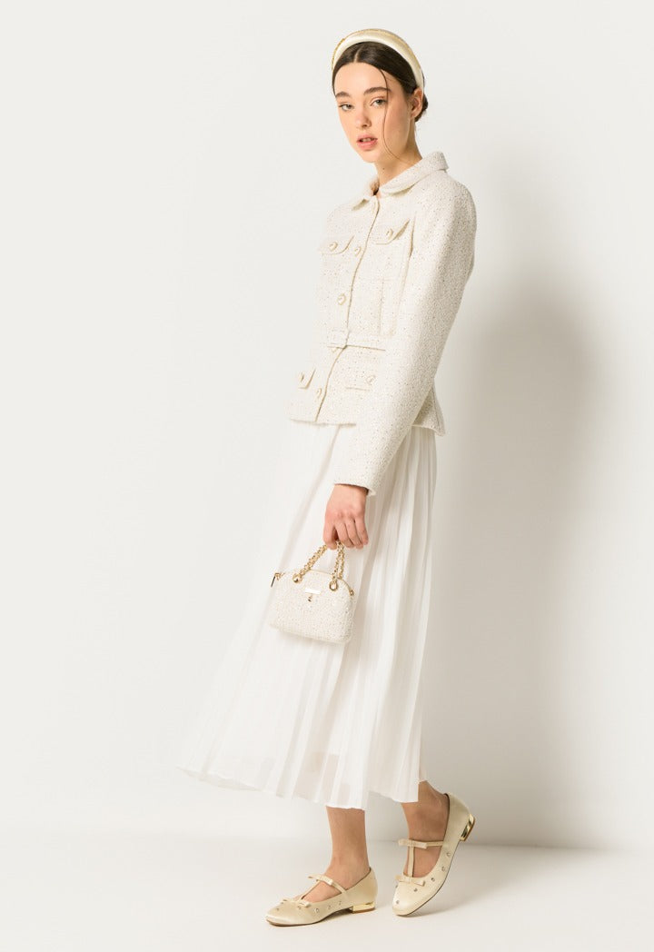 Tweed Blazer Maxi Dress Off White