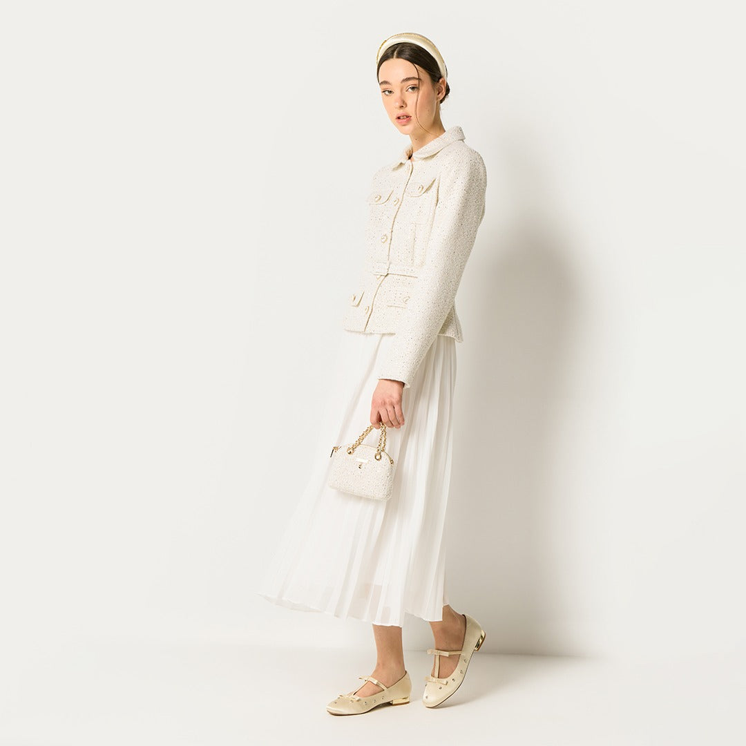 Tweed Blazer Maxi Dress Off White