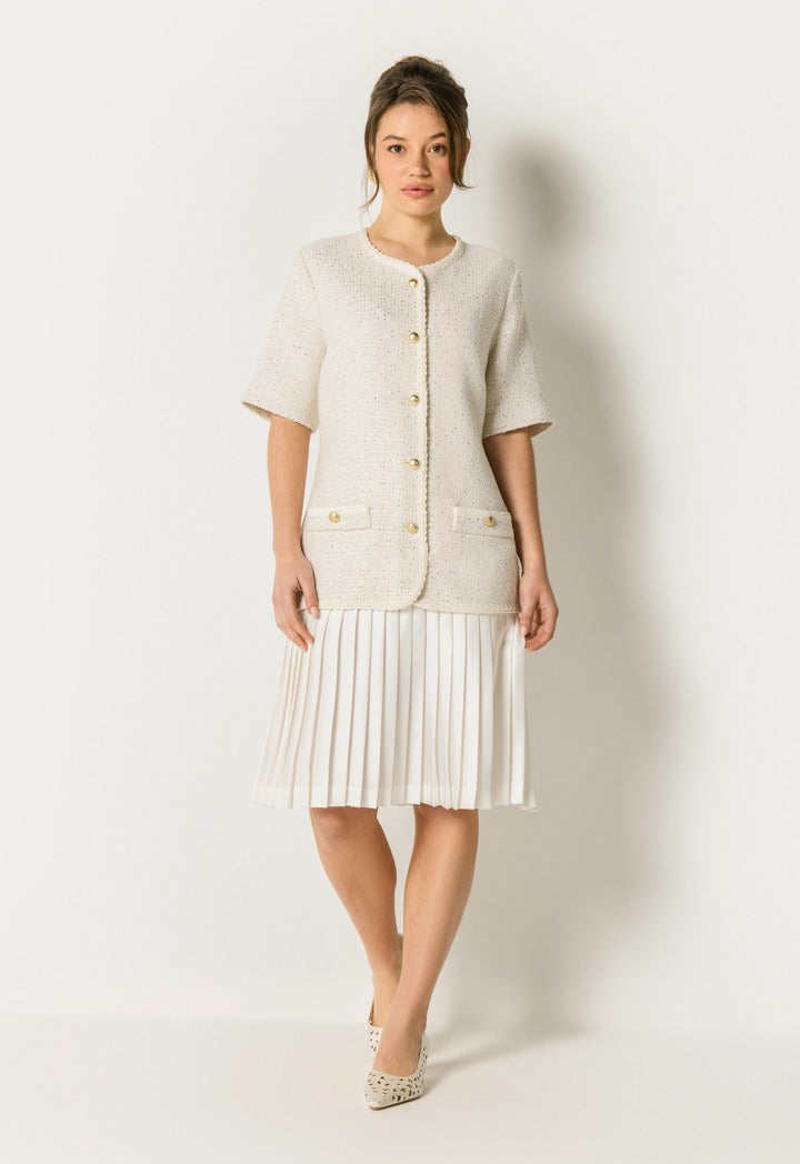 Tweed Top Maxi Dress Off White